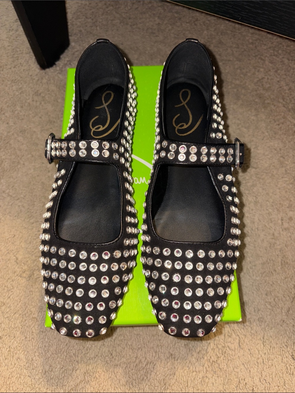 Sam Edelman Studded Shoes Lime Green Shoe Box with White Label